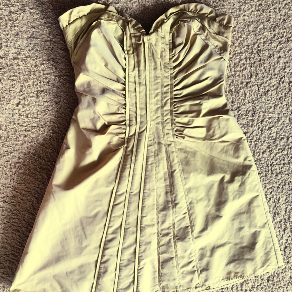 BCBG MaxAzria Golden Cream Shimmering Dress Sz 8